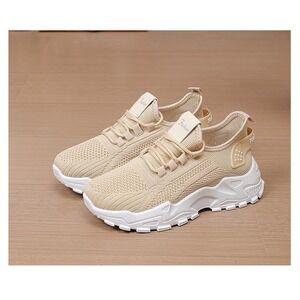 Beige Knit 'Fashion' Sneakers - Lightweight & Breathable Casual Shoes EU 38/ 7.5
